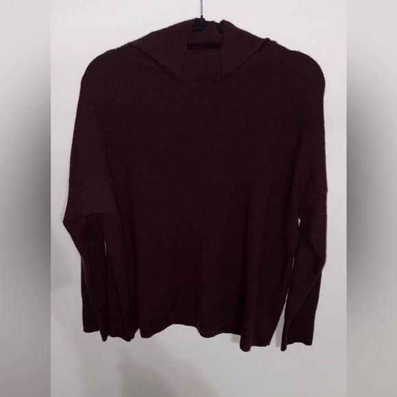 Eileen Fisher burgundy Italian yarn turtle neck sweater size large - Picture 2 of 6